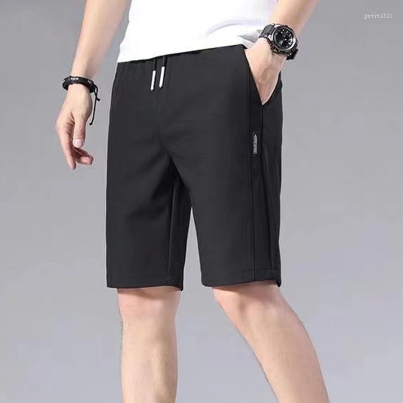 

Men's Shorts Summer Men's Sports Solid Color Straight Pattern Loose Type Elastic Waist Drawstring Casual Jogging Pants, Black