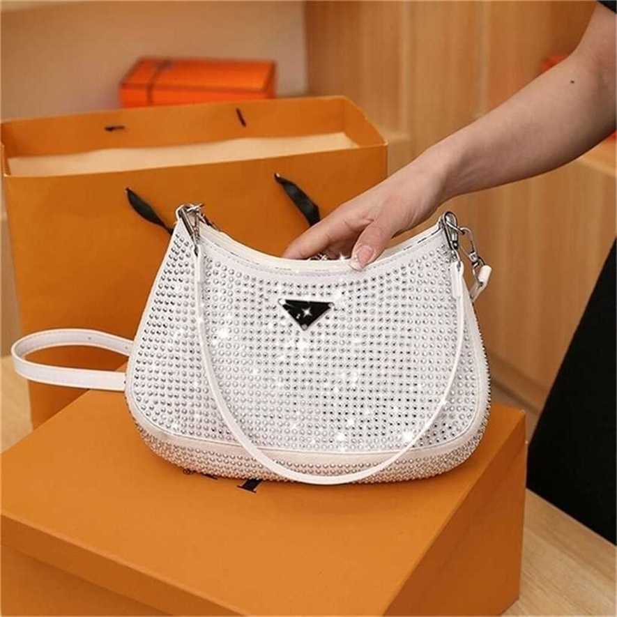 

28% OFF Handbag High quality 2023 new bag Trend Spring and summer style women's minority underarm Shoulder Rhinestone messenger, White5