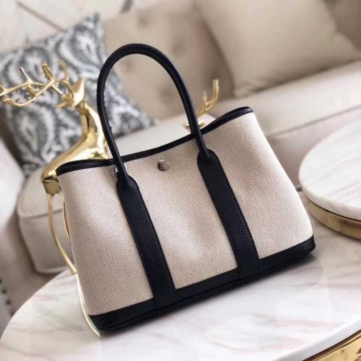 

Factory Wholesale Designer H ormes Totes Handbags Canvas with top layer cowhide womens bag garden 2023 new handbag leather contrast single shoulder cros Have Logo, Black with coarse canvas