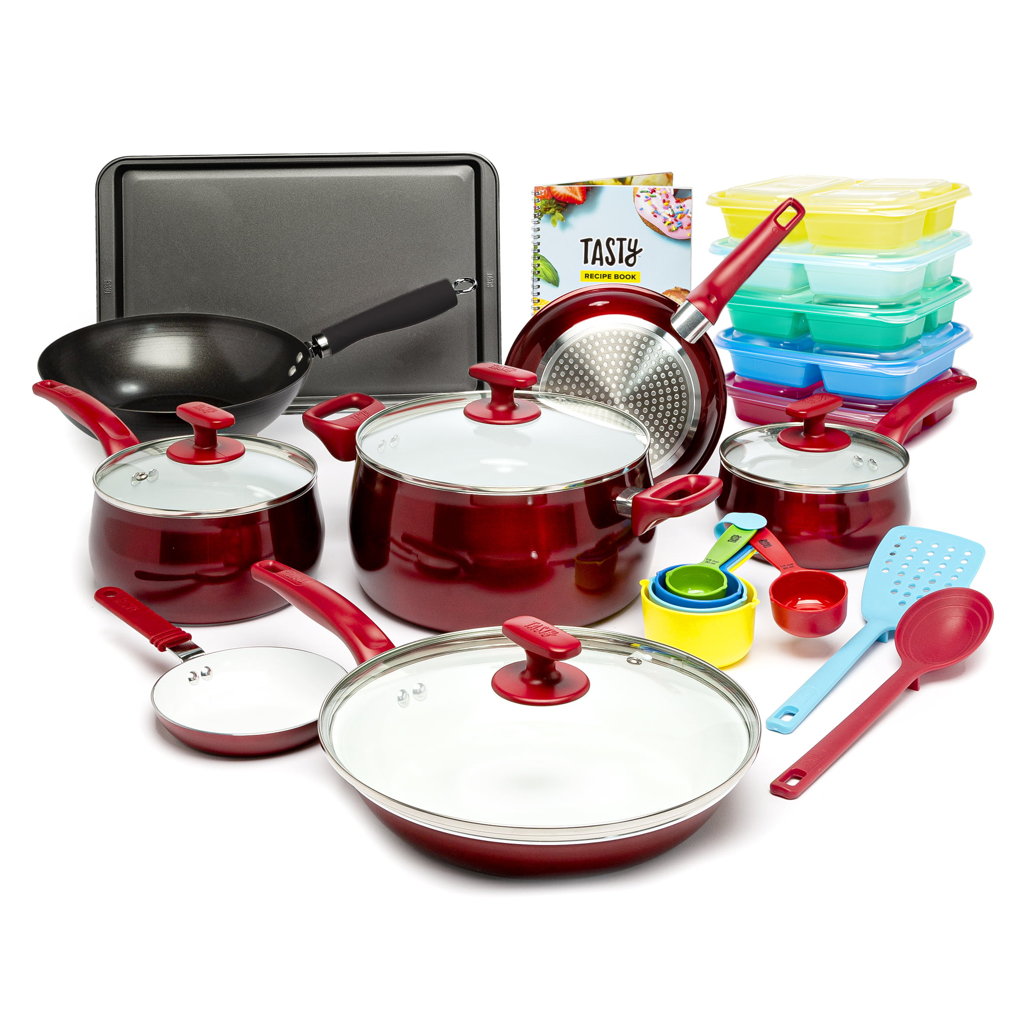 

Tasty 24 Piece Titanium Ceramic Non-Stick Cookware Set Dishwasher Safe