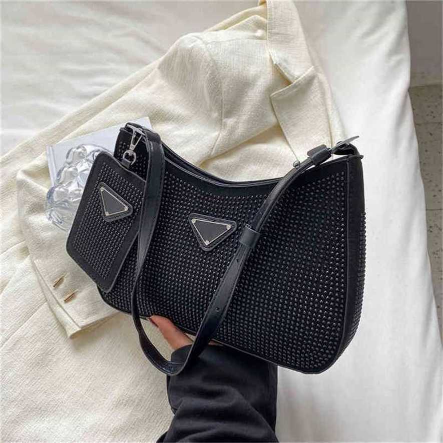 

28% OFF Handbag High quality 2023 new bag Women's Hot Bright Style Simple Full armpit wallet two piece set, Black6