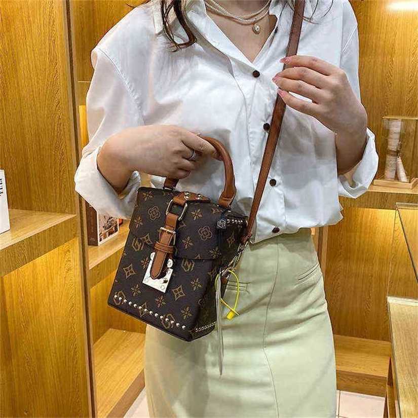 

10% OFF Handbag High quality 2023 new bag Box female Korean printed shoulder small square red style messenger, White6