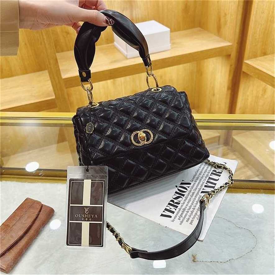 

28% OFF Handbag High quality 2023 new bag lady red small wind French style Ling lattice Shoulder Messenger portable women's, Black5