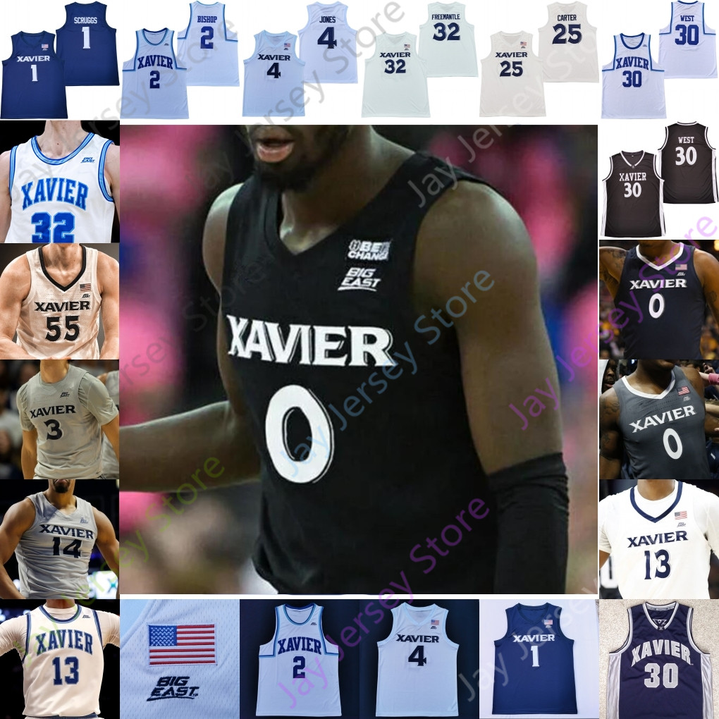 

Xavier Basketball Jersey NCAA College Souley Boum Zach Freemantle Colby Jones Jack Nunge Crawford West Adam Kunkel Jerome Hunter Desmond Claude, 2022 black