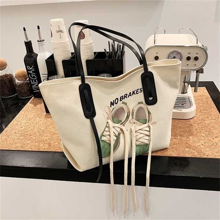 

26% OFF Handbag High quality 2023 new bag Canvas women's large capacity personalized shoulder leisure class commuting Tote, Creamy-white