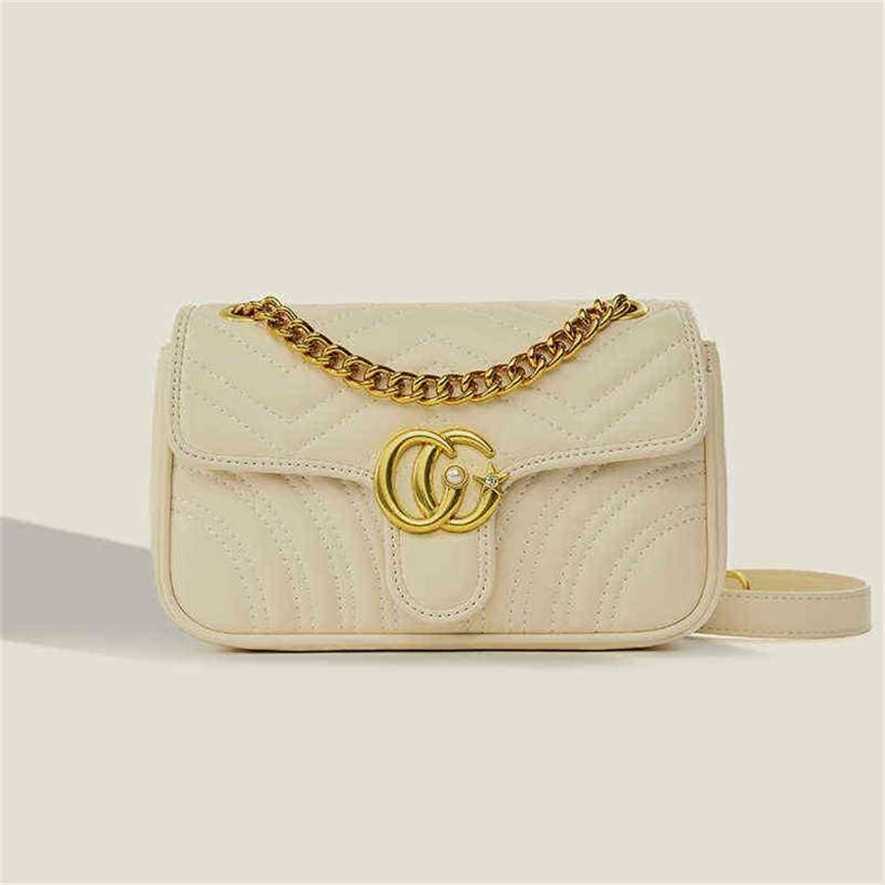 

28% OFF Handbag High quality 2023 new bag This year's popular women leather women's Lingge chain Shoulder Messenger armpit, White5