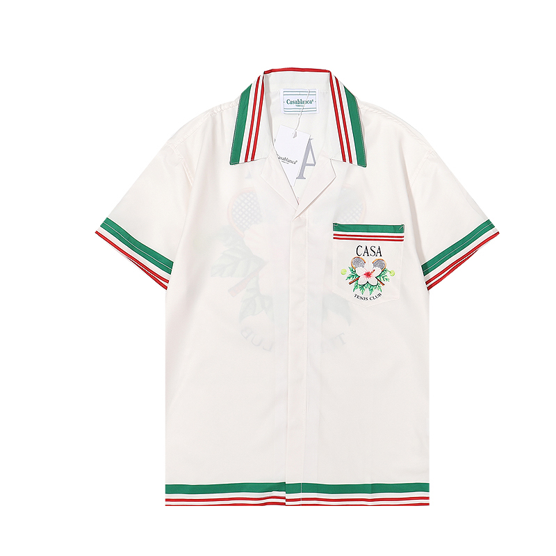 

22ss Luxury Designer Shirts Men's Fashion Casablanca Letter v Silk Bowling Tshirt Casual Men Slim Fit Short Sleeve Dress Size Ix6z, 14
