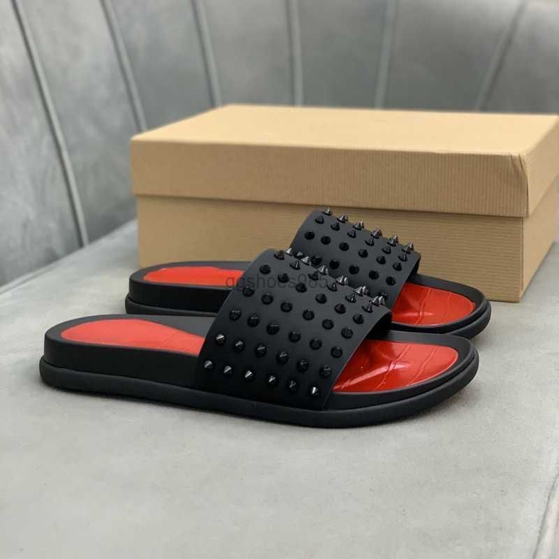 

With Box Man Classic Spike Slippers Flat Spikes Slide Sandal Mens Thick Rubber Sole Slipper Studs Slides Platform Mules For Men Summer Ca ck