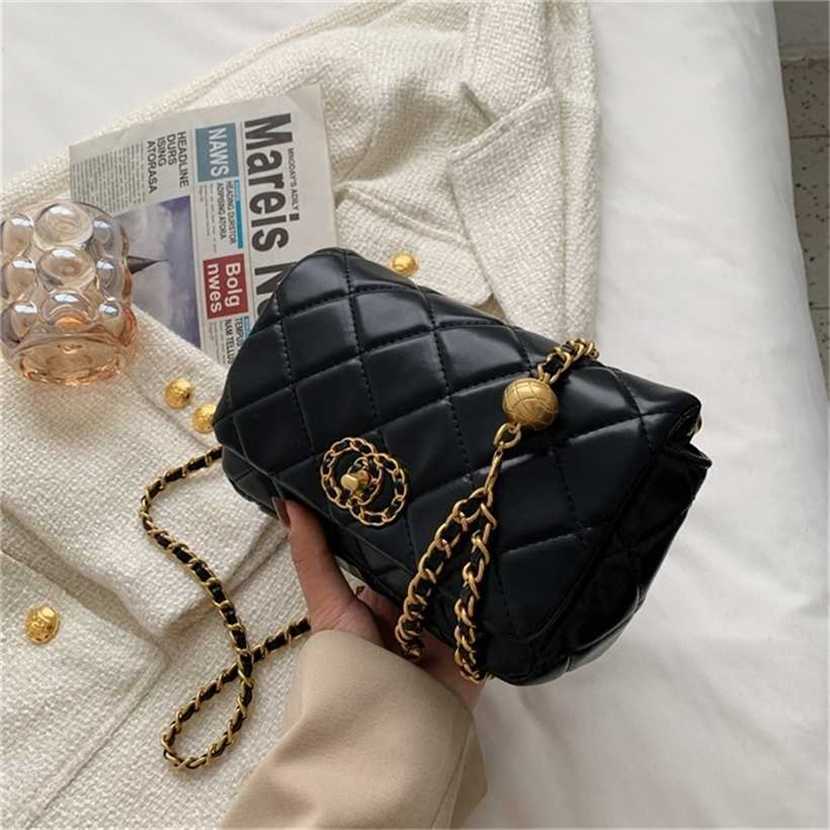 

30% OFF Handbag High quality 2023 new bag Lingge small square temperament popular Shoulder Messenger women's, 1020 black