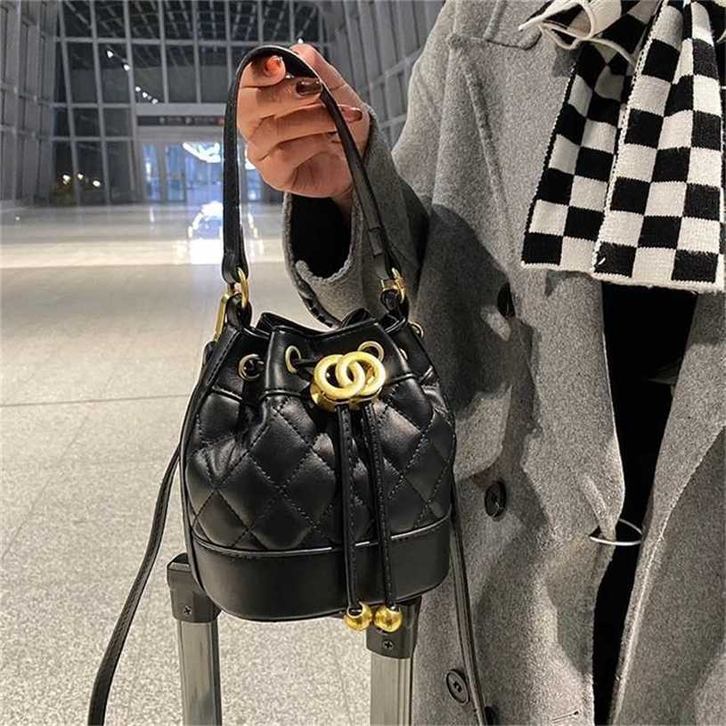 

12% OFF Handbag High quality 2023 new bag and trend diamond lattice embroidered thread texture women's Bucket Shoulder, Green8