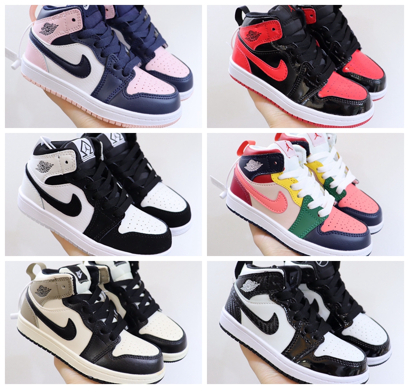 62color mag jordan 1 High nouvelle arrivée Enfants Chaussures bébé Chaussures de course Haute qualité Taille 25-35