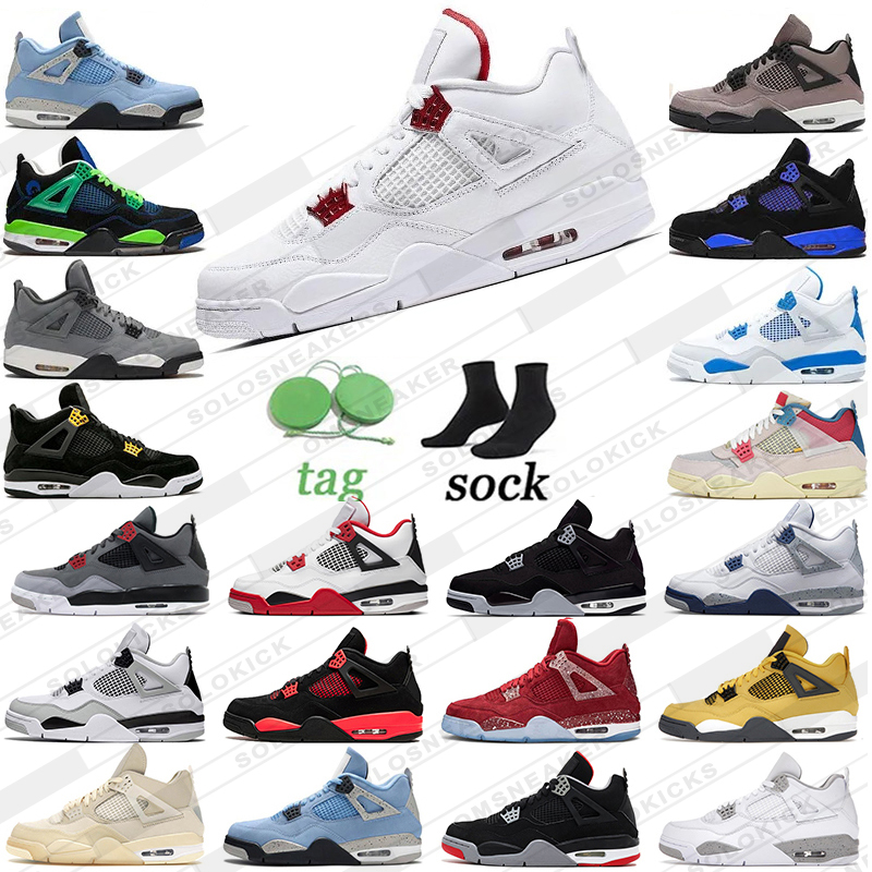 

2023 Jordens j 4s ow sail basketball shoes jumpman 4 midnight navy retro blackcats red and white cement military black-cat Pink thunder j4 pink designer sneakers, 18