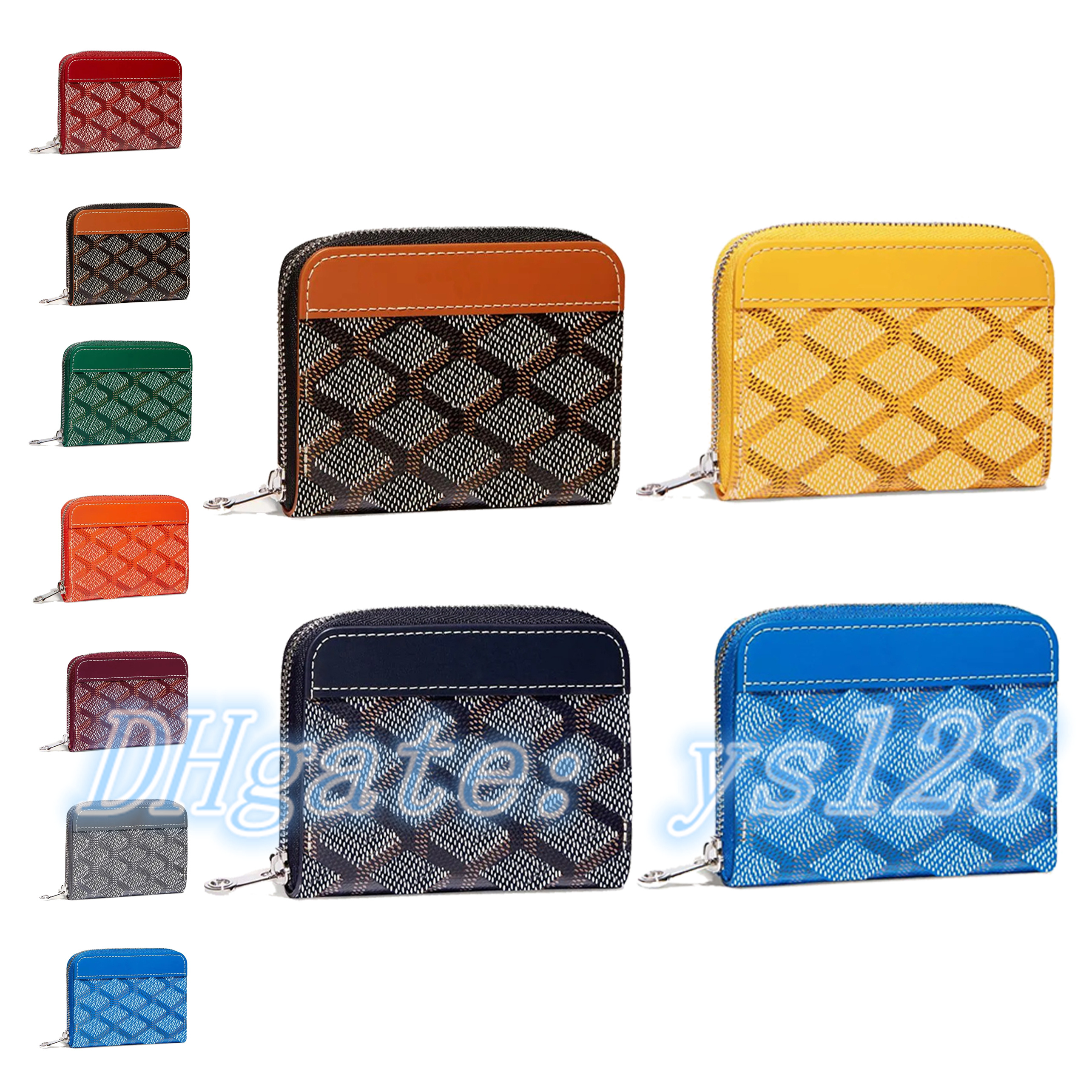 

Luxury Designers Genuine Leather Purse card holder fashion MINI Men Wallet Key Women credit cards Coin purses Pocket zipper Interior Slot Short Square business card, Black