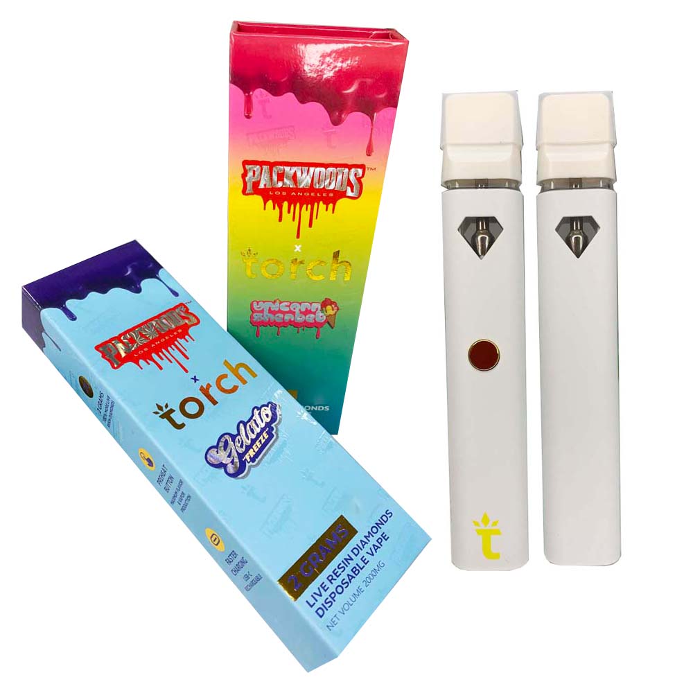 

NEW Packwoods Torch Disposable Vape Pens 380mah Rechargeable Battery 2.0ml Empty Vaporizer Pods Ceramic Coil Cartridges E cigarettes carts with packaging 8 color
