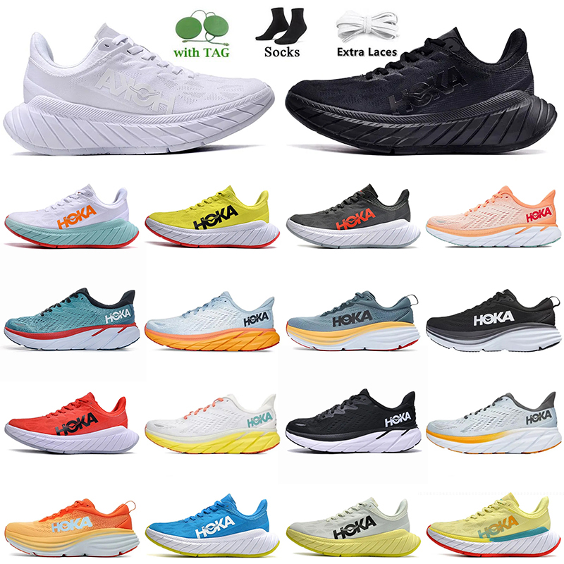 

2023 HOKA ONE ONE Bondi 8 Running Shoes Carbon X 2 triple black white men runners sneakers Lightweight shock absorption amber yellow clifton offs women mens trainers, C3 clifton 8 (9) goblin blue