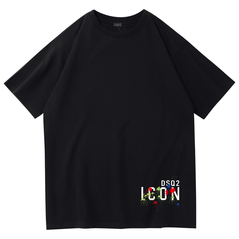 

cotton dsq2 Men's T-Shirts ICON men's new summer style personality trend all-cotton casual print ironing short-sleeved t-shirt student four-season bottom shirt, Army green