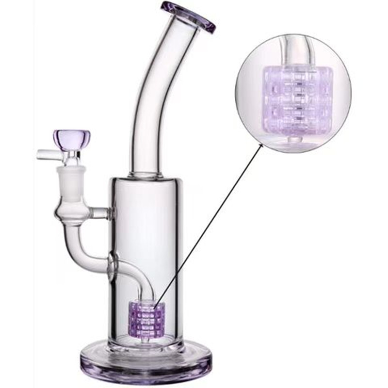 

Hookah 8.5 inch Transparent Pink Thick Water Pipe Glass Rod Curved Neck Reclaimer 14MM Connector, with Quartz rod Solid Matrix Perc