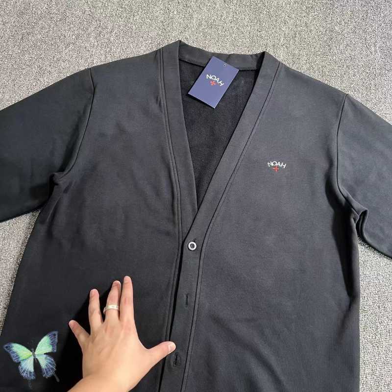 

Men's Hoodies Sweatshirts NOAH Classic Cross Embroidery Cardigan Vneck Button Men Women Couple Knitted Sweater Jackets J230208