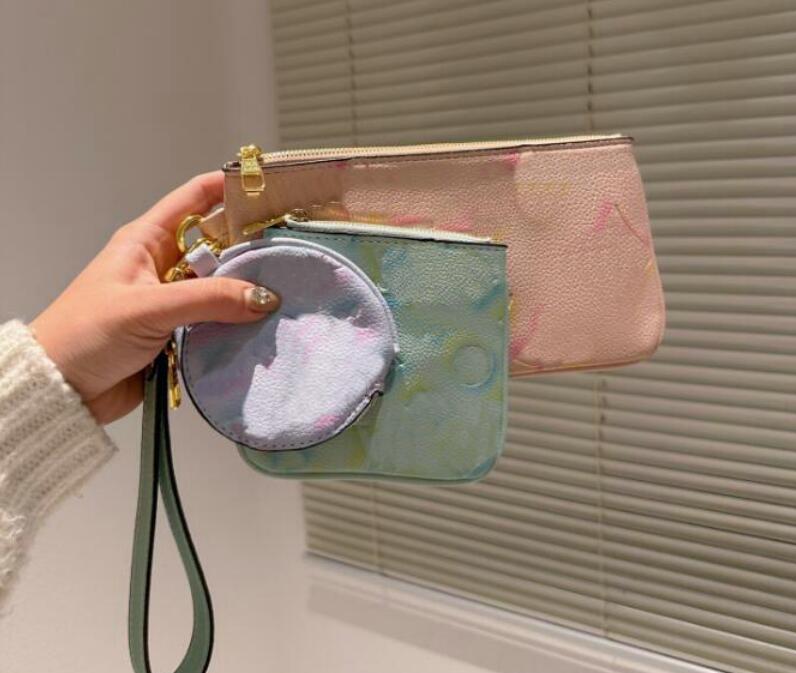 

Kirigami Three-piece clutch Designer Wallet 3 In 1 Key Pouch fashion Luxurys Card Holder Wallets Purse Fashion classical TRIO Pouch Summer Stardust Collection Bag, Pink embossing