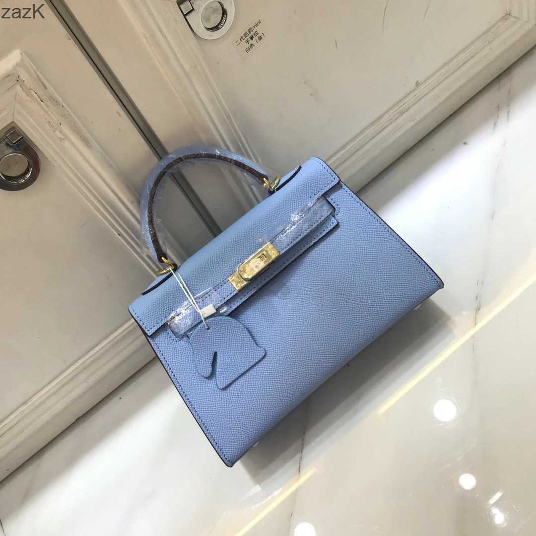 

19cm Bag Kellies Herme Bags 2023 h Leather Designer 22cm Cowhide Women's Palm Pattern Mini 25cm Handbag Shoulder Oji1, Blue