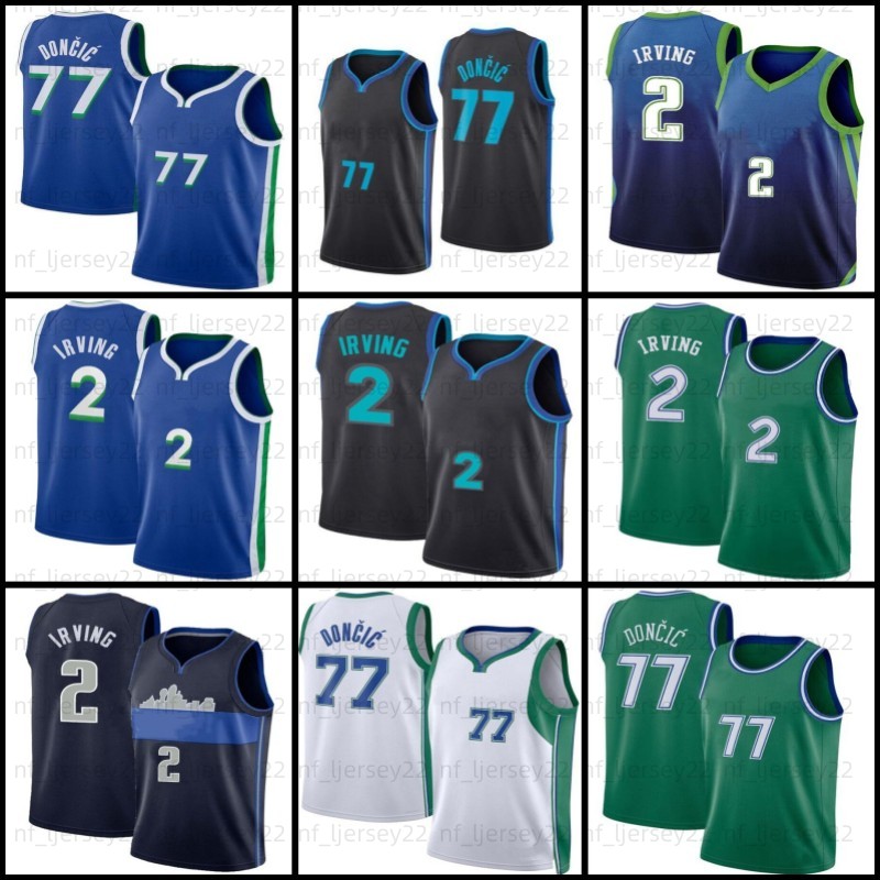 

Luka Doncic City Basketball Jerseys 77 2 Kyrie Irving Blue White Green Mens 41 Dirk Nowitzki Retro Shirts, Men jersey