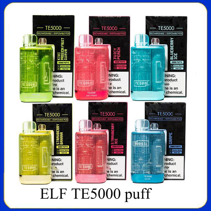 

ELF TE5000 Electronic Cigarette Vape Pen Disposables 13ml With 650mah Rechargeable Battery Type C Mesh Coil 13 Flavors Available