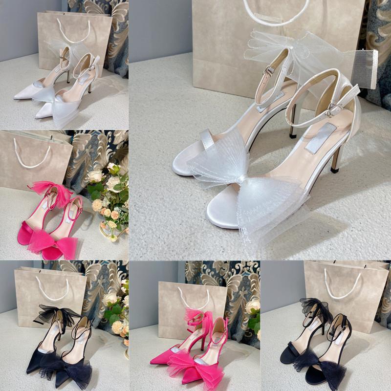 

Designer Shoes Women Heels Wedding Party Dance Shoes Fashion Classic Leather Lace Feather Bowknot Sandals Pointed High Heels