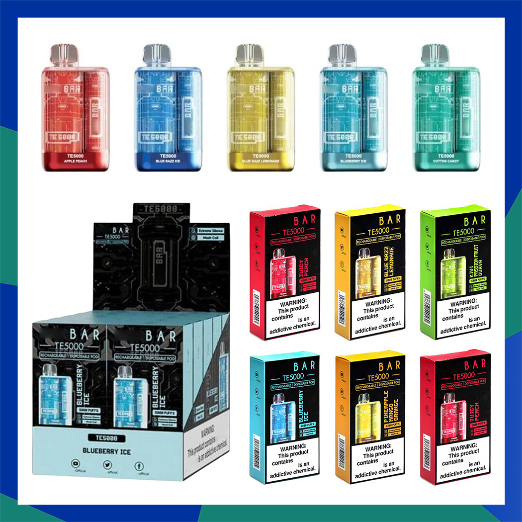 

Ef Bar TE5000 Disposable E cigarettes 5000 Puffs Vape Pen 13.5ml Prefilled Mesh Coil Pods Cartridge 550mAh Rechargeable Battery Vaporizer bc5000 bars aroma king