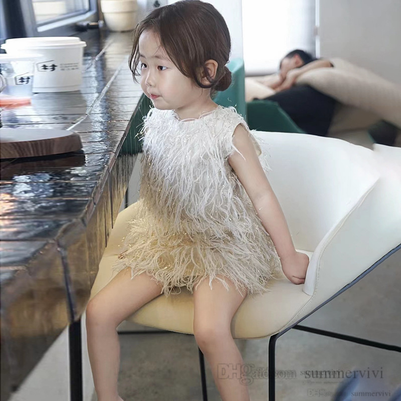 

Sweet Girls bright silk tassel vest dresses kids round collar sleeveless princess dress 2023 summer children clothes Z0106, As showed