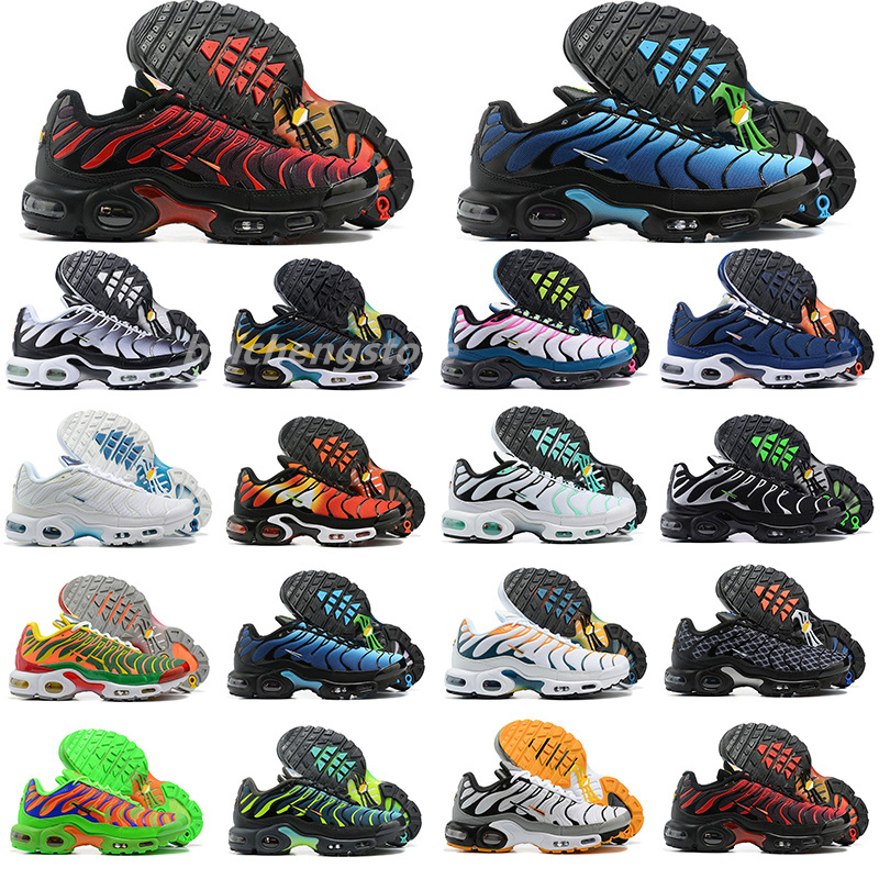 

2023 New tn plus running shoes mens black White University Blue Neon Green Hyper Pastel blue Oreo women Breathable sneakers trainers outdoor sneakers size 40-46 B0, Color 11