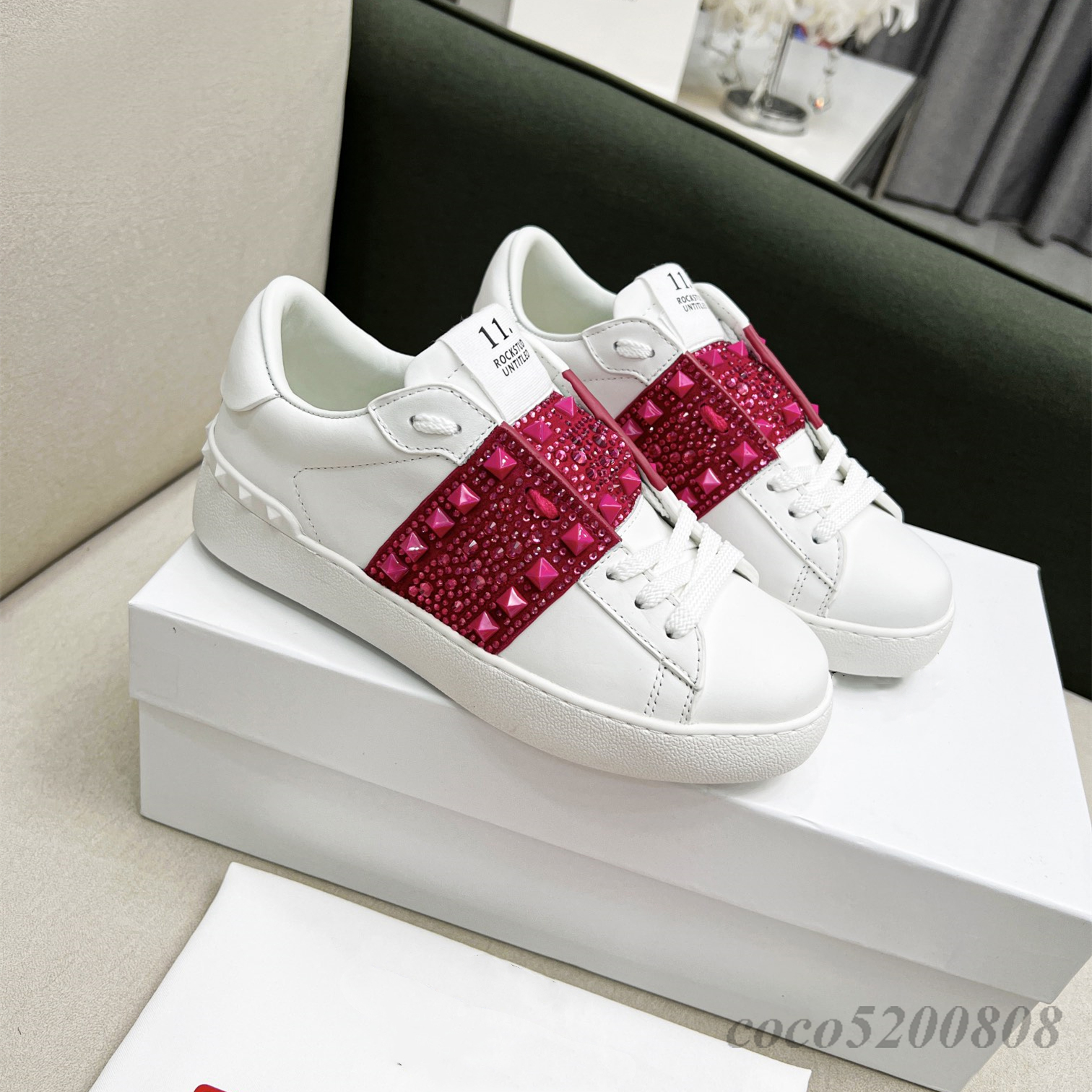 

top quality Casual Shoes Luxury Design Real Women Fashion Genuine Leather Flats Sewing Crystal Rivet Leisure Designer Shoe Spring Round Toe Sneakers Zapatillas Muj, As show