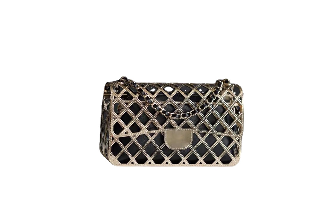 Sac classique pour femmes, sac à main à bandoulière évidé, sac de dîner, construction en métal pur, texture intégrée, sac de maquillage en peau d