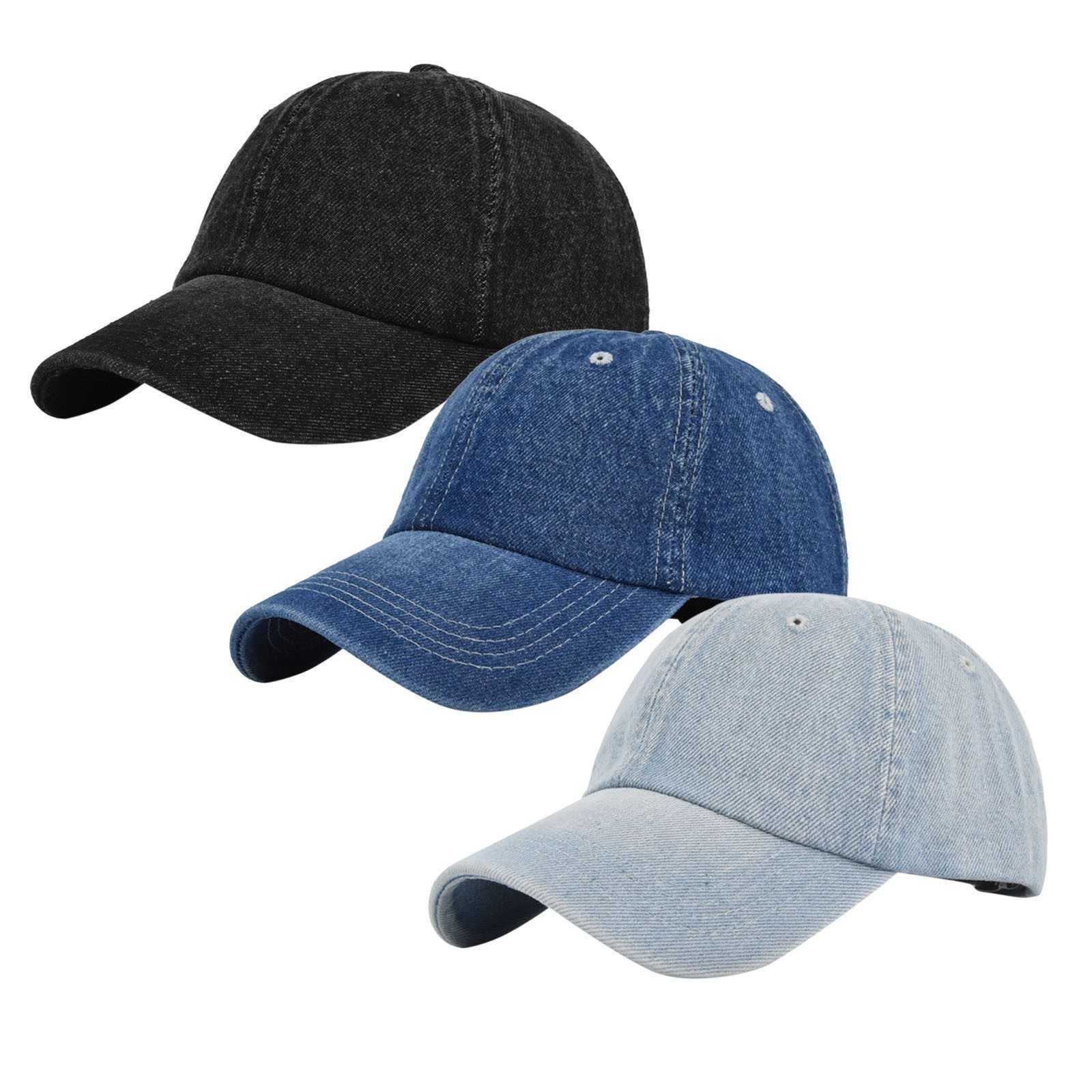 Ball Caps Mens And Womens Denim Retro Washed And Old Destroyed Peaked Cap Solid Color Baseball Cap G230209
