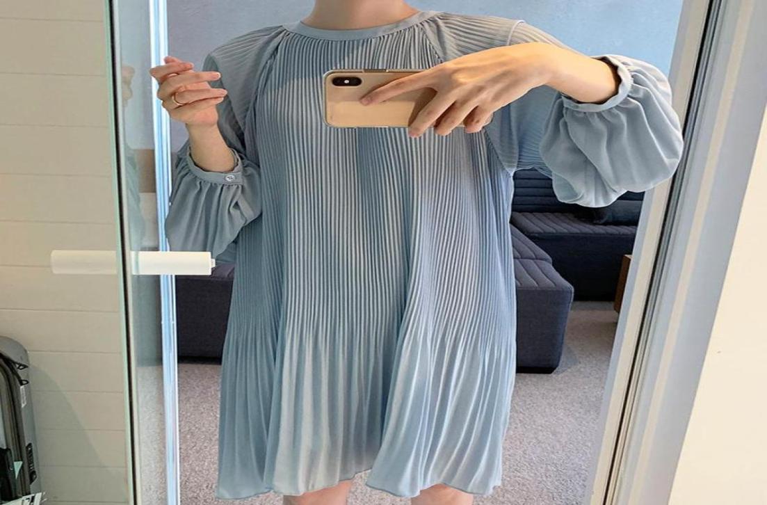 

Brand Spring Maternity Dress Woman Chiffon Long Sleeve Large Size Dresses Pregnant MD029588670918, Navy blue