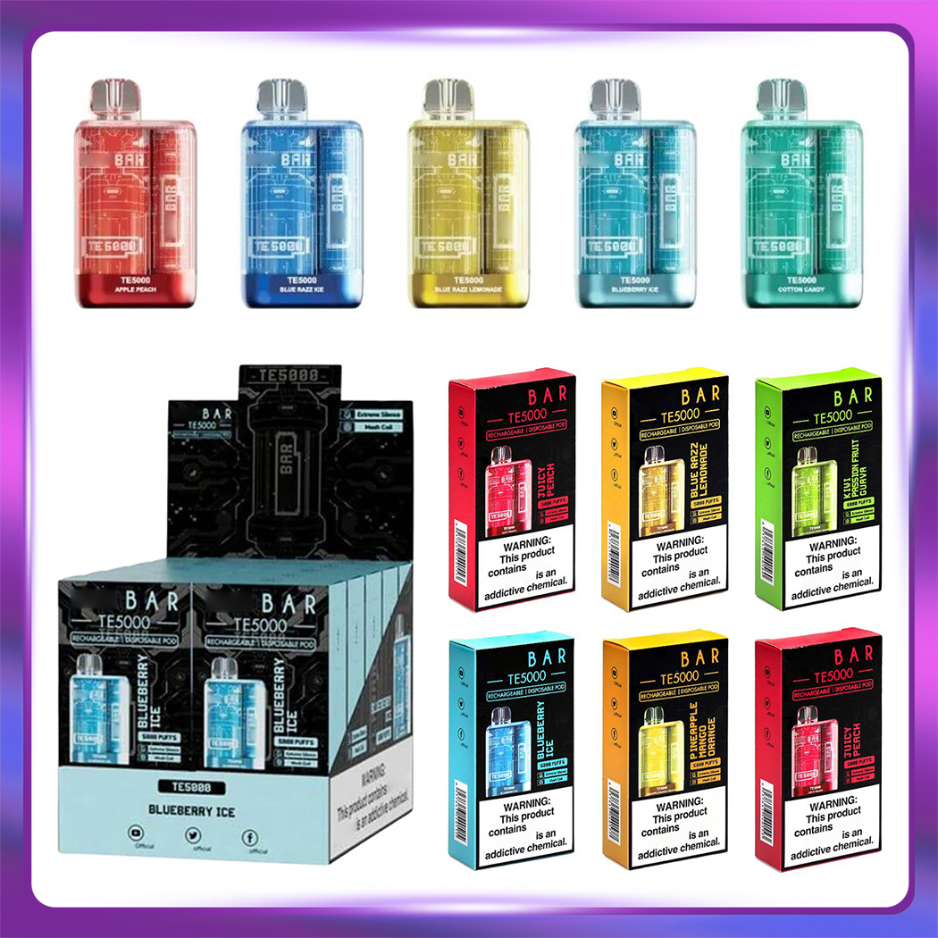 

Ef Bar TE5000 Disposable E cigarettes 5000 Puffs Vape Pen 13.5ml Prefilled Mesh Coil Pods Cartridge 550mAh Rechargeable Battery Vaporizer bc5000 bars aroma king