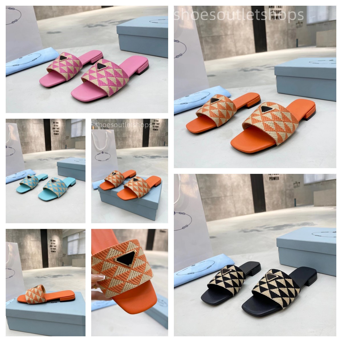

Embroidered Fabric Slides Slippers Black Beige Multicolor Embroidery Mules Womens Home Flip Flops Casual Sandals Summer Leather Flat Slide Rubber Sole, Blue