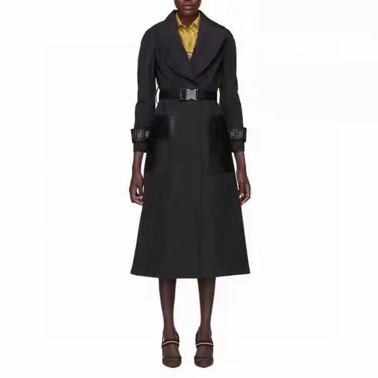 

Autumn womens trench coats designer luxury Women Windbreaker body Double F print jacket Loose Belt Coat Female Casual Long Trenchs Coat A368, Black