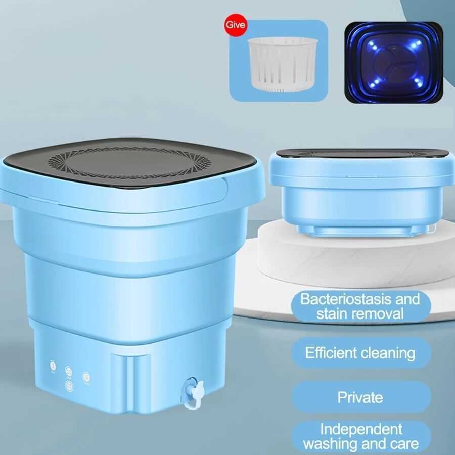

Portable Folding Washing Machine With Drain Bucket for Clothes Socks Underwear Cleaning Washer Mini Small Travel Washing Machine