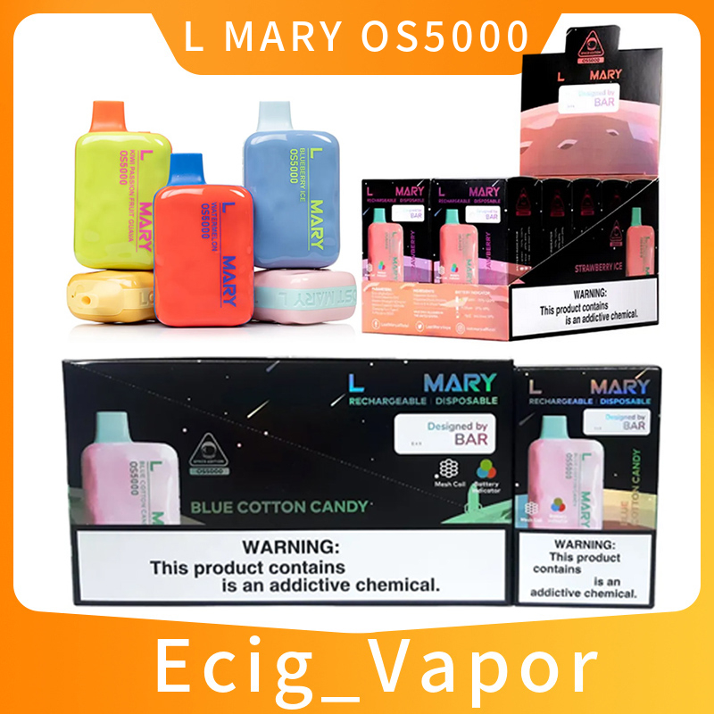 

L Mary OS5000 Ef Bar Disposable E cigarettes 5000 Puffs Vape Pen 13ml Pre-filled Mesh Coil Pods 650mAh Rechargeable Battery Vaporizers vapes flavours elux bars esco