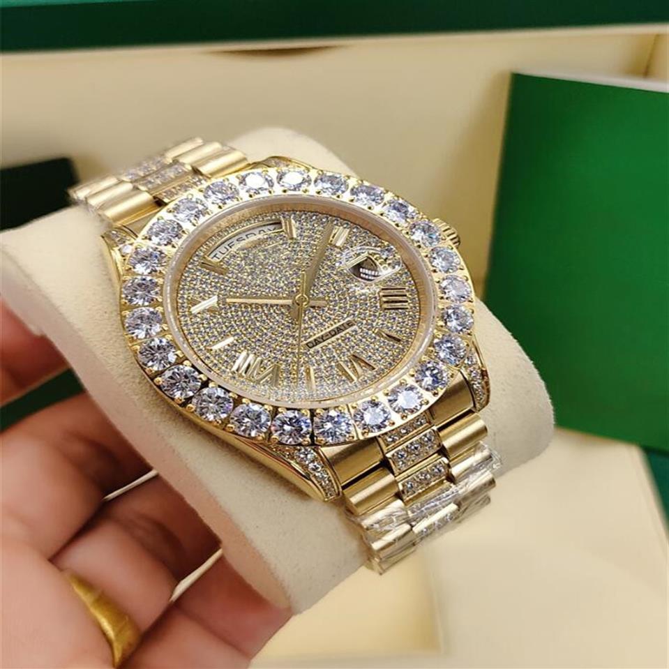 

Watch President Day Date 43mm Big Diamonds Automatic Mechanical Movement 2813 Mens Watches Male Wristwatches 662297a