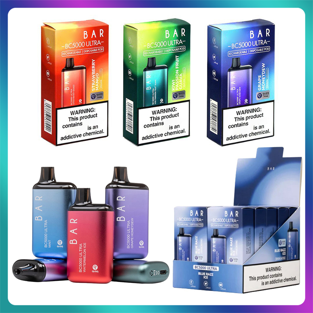 

Ef Bar BC5000 Ultra Disposable E cigarettes 5000 Puffs Vape Pen 13ml Prefilled Mesh Coil Pods Cartridges 650mAh Rechargeable Battery Vaporizer bars randm tornado