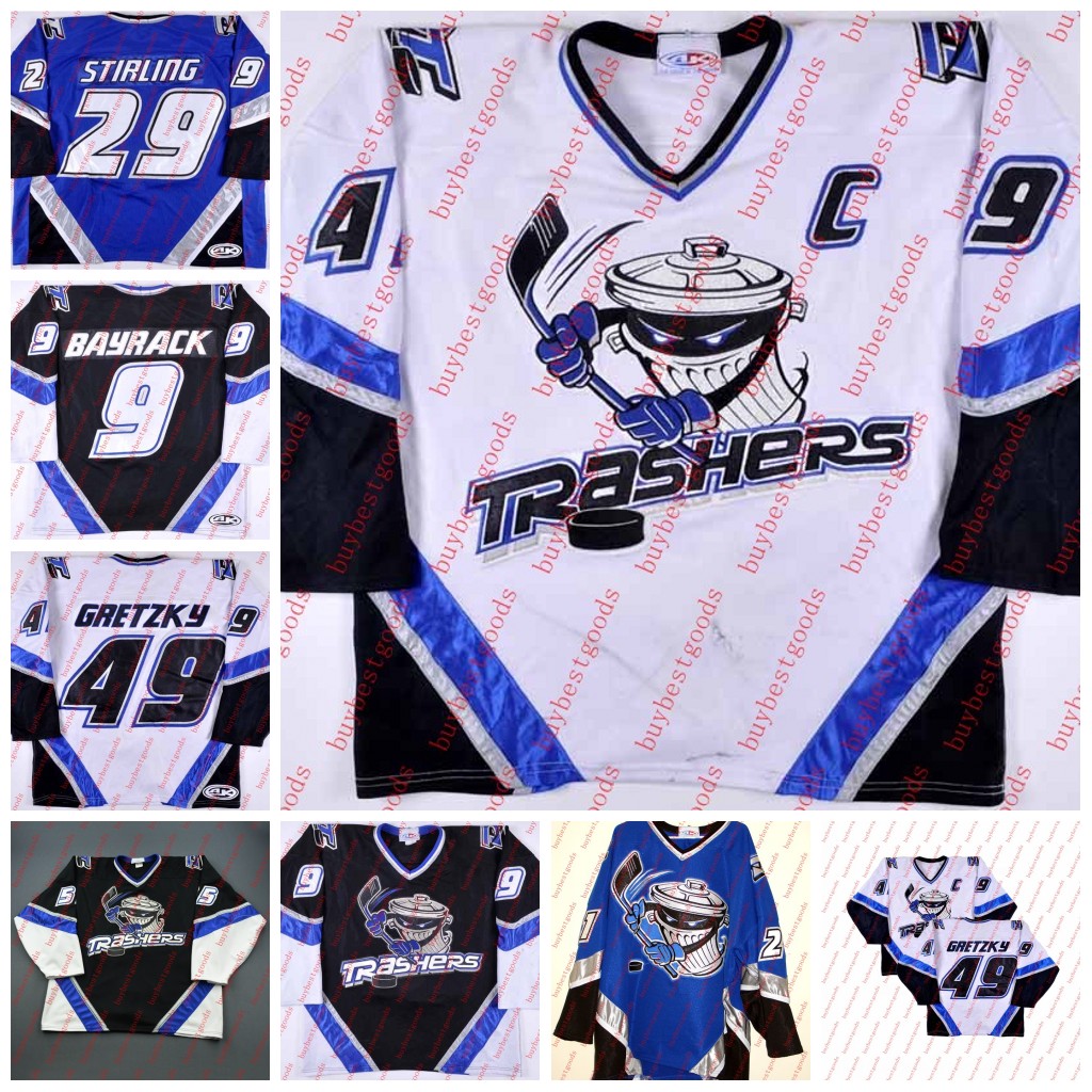 

Custom Danbury Trashers 2004-05 Jersey 42 Brad Wingfield 49 Brent Gretzky 9 Mike Bayrack 16 Mike Rupp GALANTE 28 Jon Mirasty 44 Regan Kelly Mike Bayrack 23 McCartin, Mens blue s-5xl