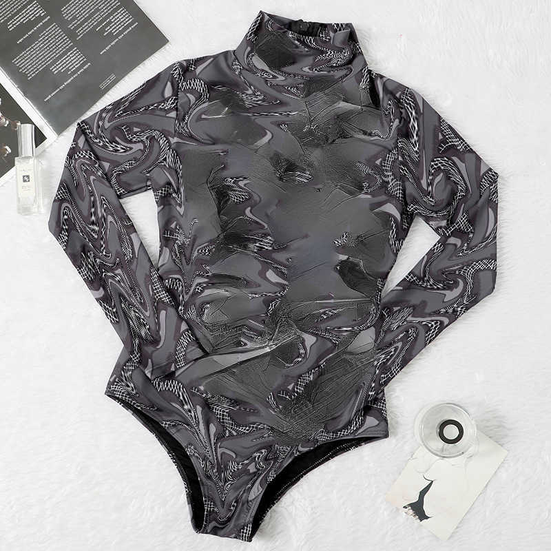 

High neck zipper letter shows thin hot spring brand one piece triangle long sleeve women' swimsuit plus size, Light blue