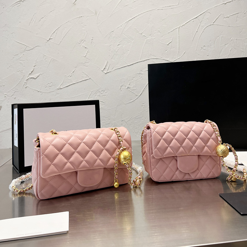

Classic Mini Flap Gold Crush Ball Square/Rectangle Bags Lambskin Real Leather Gold Metal Hardware Matelasse Chain Crossbody Turn Lock Designer Handbags 17CM/20CM, Yellow
