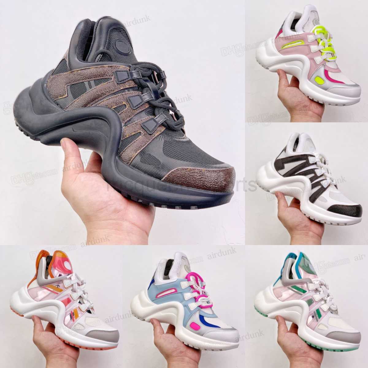 

Llv trainer Archlight Sneakers Womens fashion casual dad shoes genuine leather Designer mesh Black breathable Bow Personality platform woman All-match 4RTA, Color -7