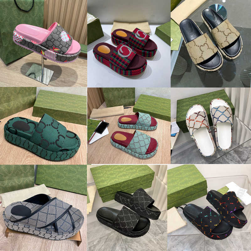 

Women's Platform Slide Slipper Designer Sandals Lady Flip Flops Thick Bottoms Fashion Summer Beach Shoes WITH BOX Eu35-42 NO298A
