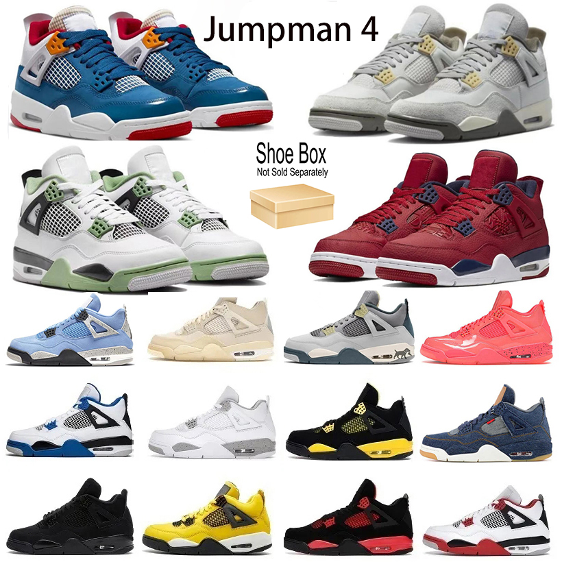 

Jumpman 4 Basketball Shoes 4s Men Women Gray Rabbit Photon Dust Pure Money Cool Grey Seafoam Messy Room Black Cat White Oreo Sport Trainer sneakers, Box