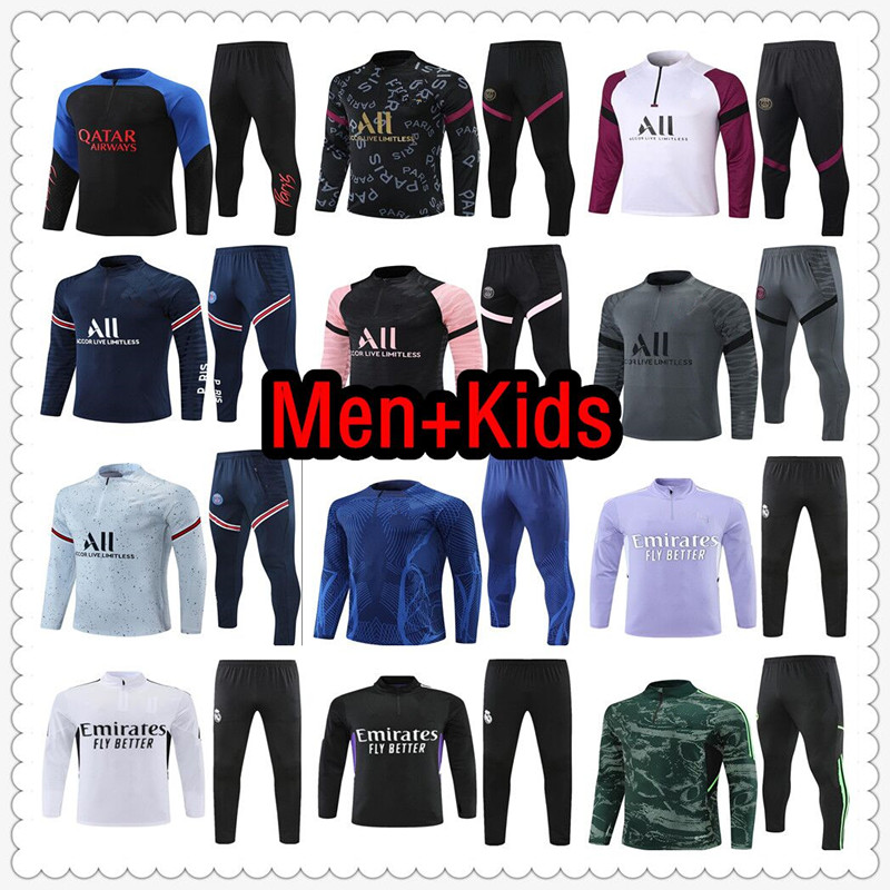 

22 23 psgS madrids tracksuit jerseys football shirt training suit jersey soccer survetement foot futbol chandal Real madrids jogging 2022 men kids kit soccer jacket