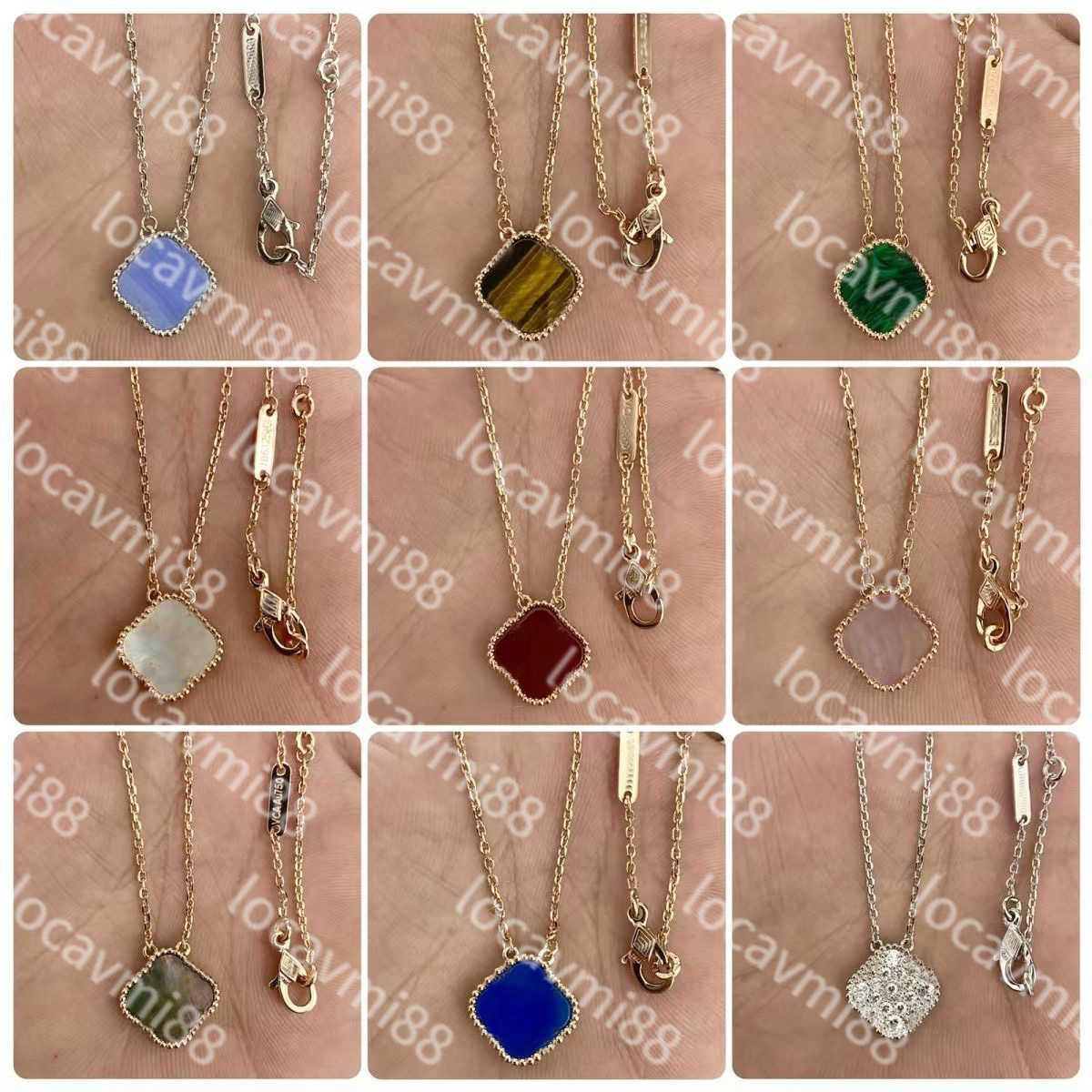 

20 Colors Fashion Classic 4/Four Leaf Clover Charm Necklaces diamond Bangle Chain 18K Gold Agate Shell Mother-of-Pearl for Women&Girls Wedding Mother's Day Jewelry gift