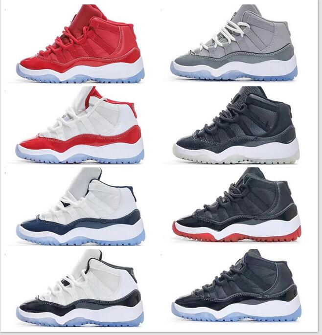 

infant designer Kids Shoes Cherry Cool Grey 11 XI Sneaker Concord Space Jam Metallic Silver Pink Jumpman Bred Legend Blue Children Boys Girls Basketball Shoes 25-35, #4